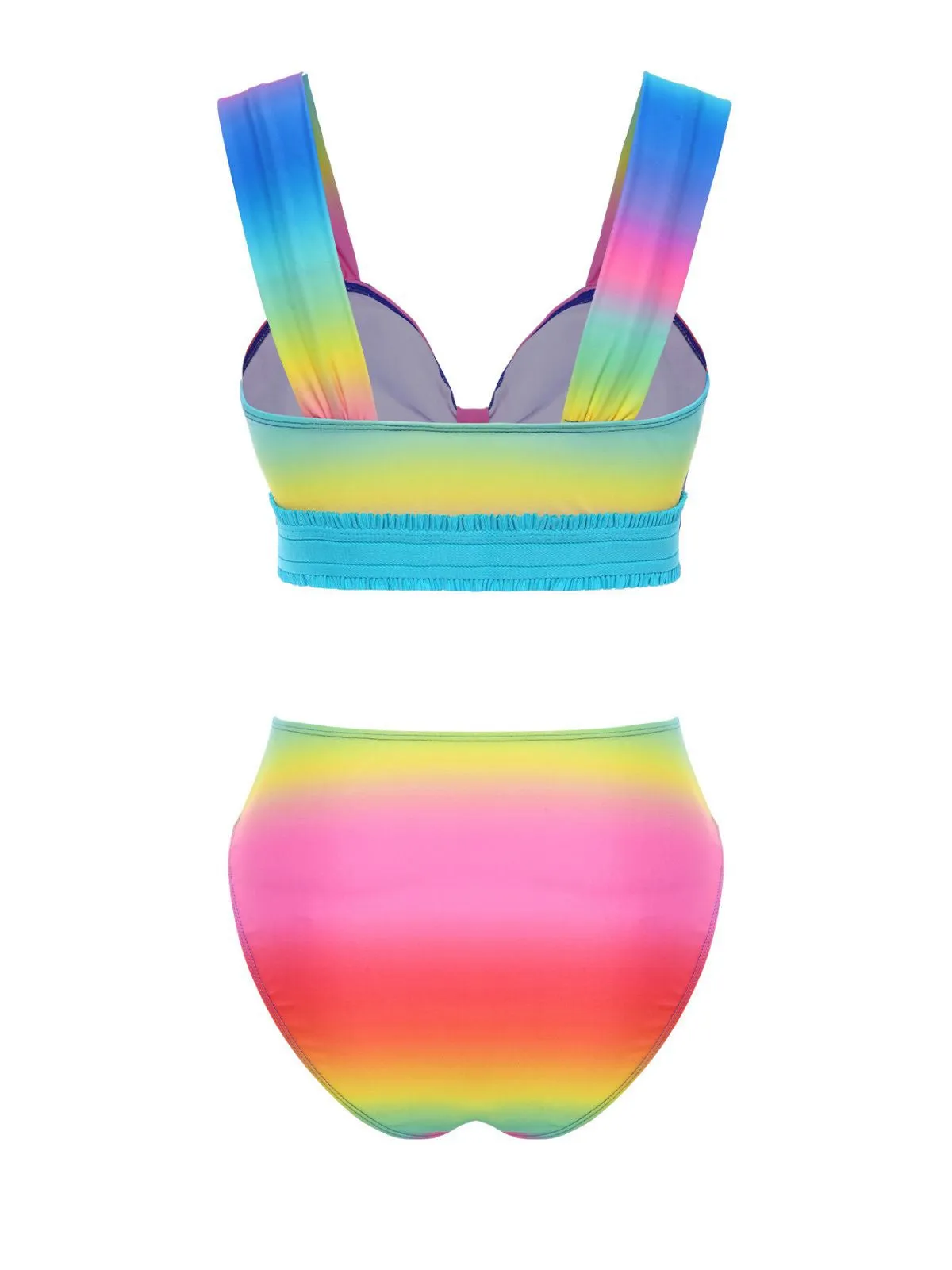 Multicolor 1960s Rainbow Gradient Ruched Bikini Set & Cover-Up sold by Retro Stage product image thumbnail 3