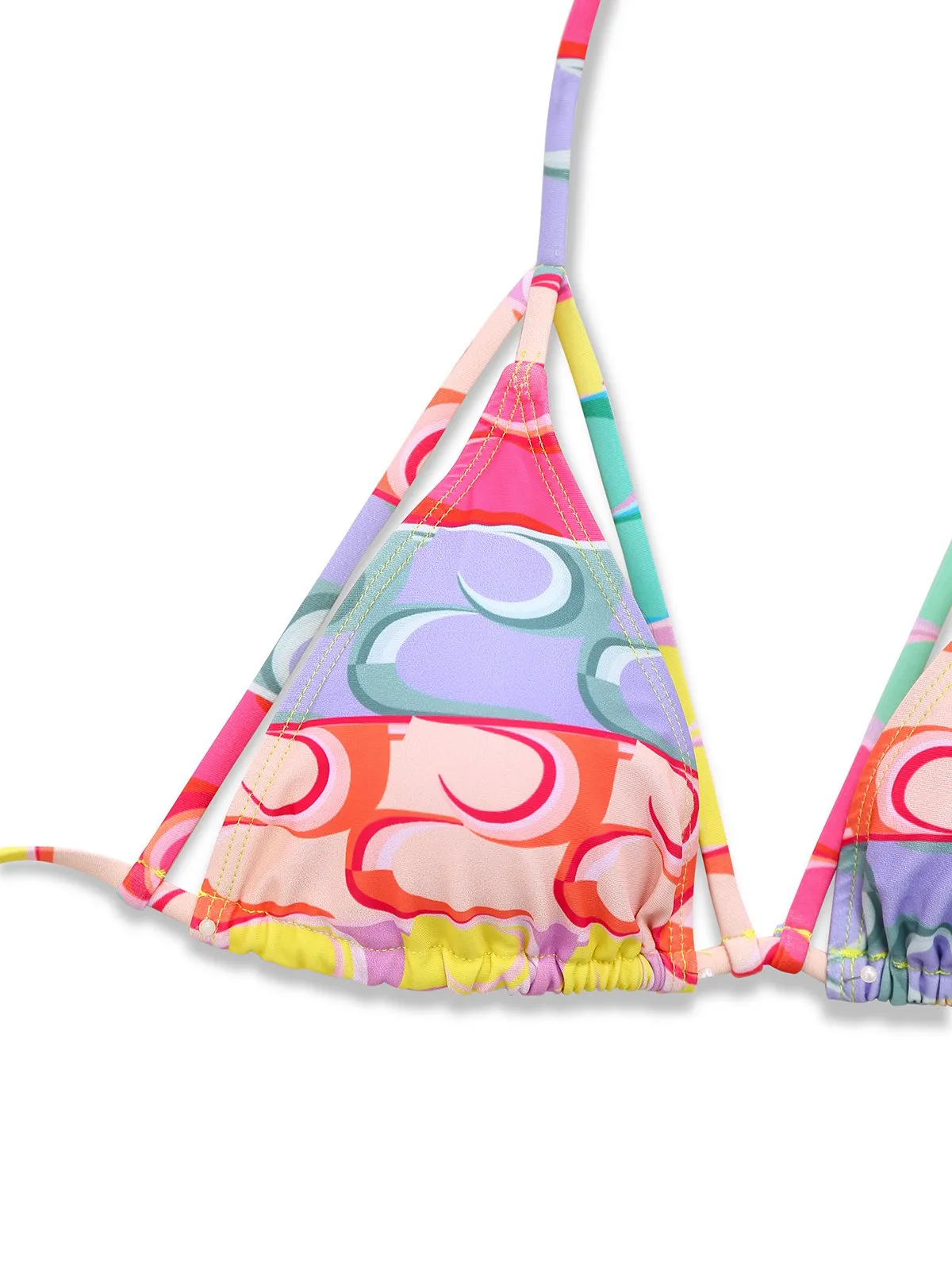 Multicolor 1960s Lace-up Rainbow Halter Bikini Set sold by Retro Stage product image thumbnail 4