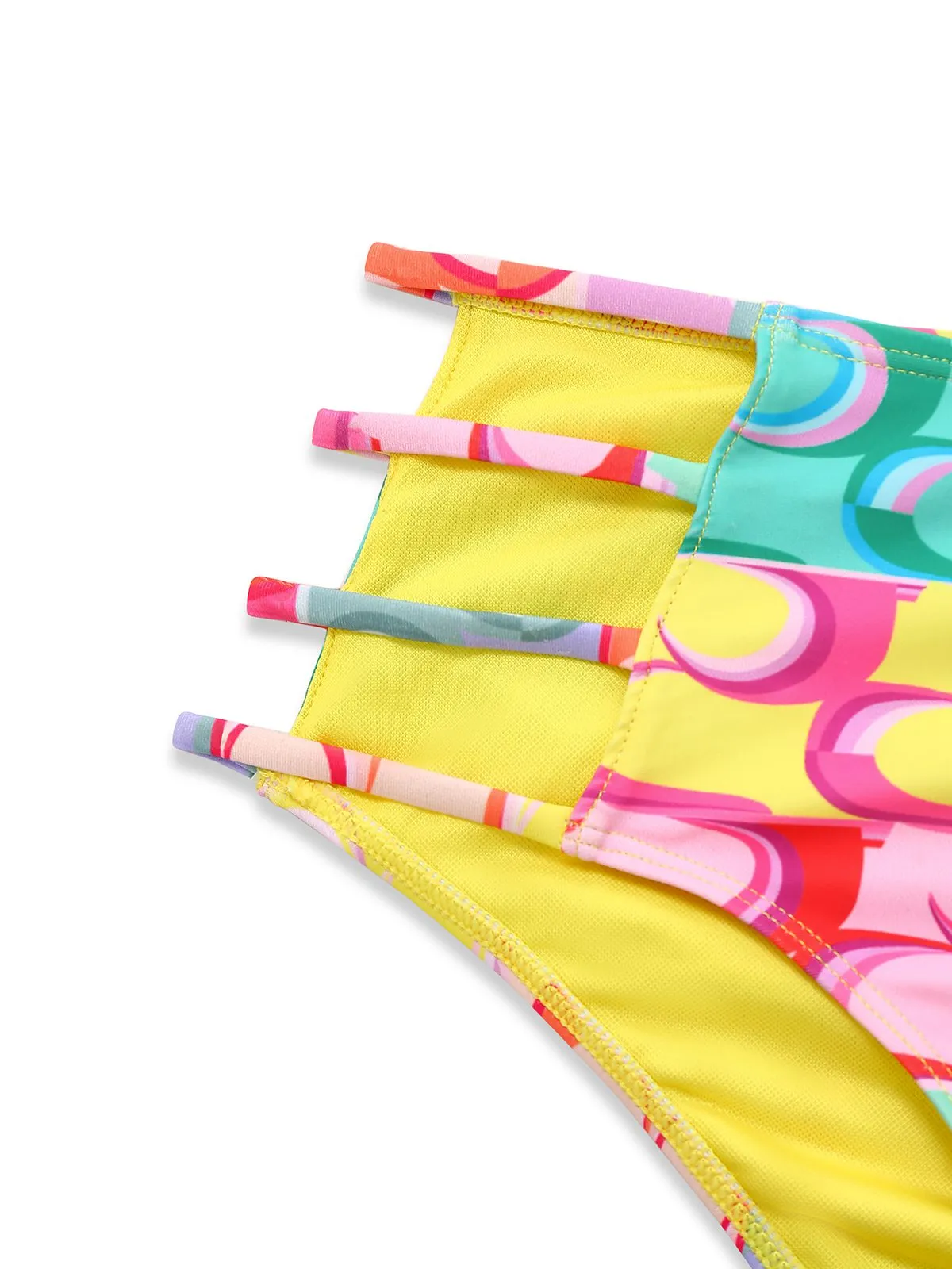 Multicolor 1960s Lace-up Rainbow Halter Bikini Set sold by Retro Stage product image thumbnail 3