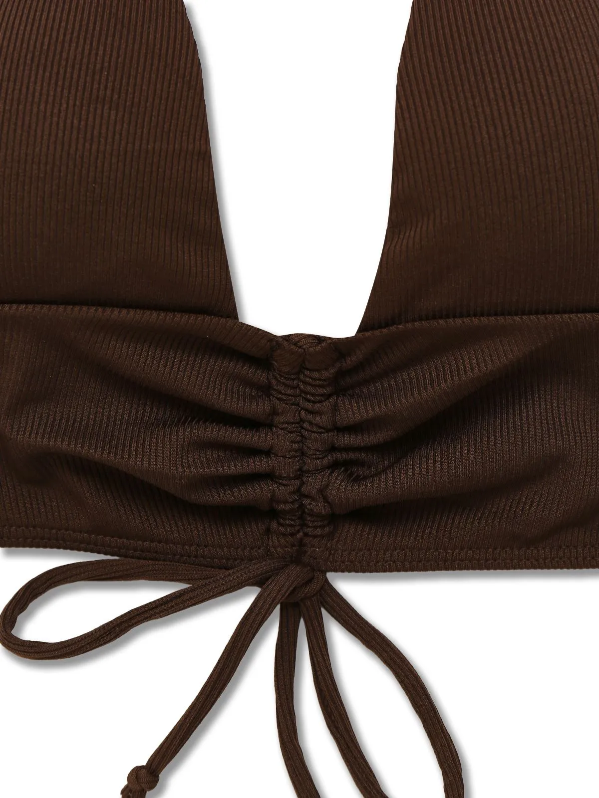 Brown 1950s Solid Deep V-Neck Halter Bikini Set sold by Retro Stage product image thumbnail 3