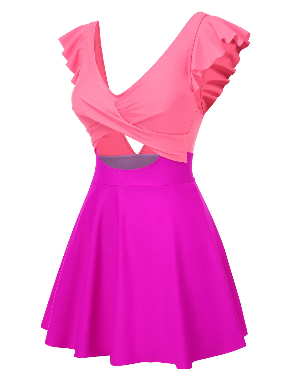 1930s Solid Ruffles Cut-Out Patchwork Swimdress sold by Retro Stage product image thumbnail 5