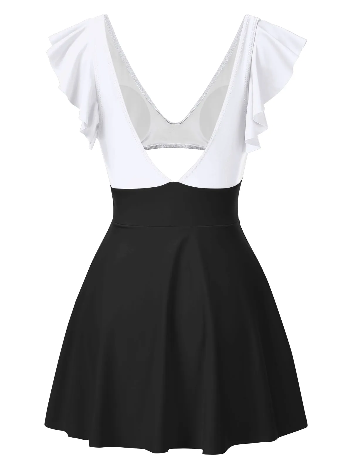 1930s Solid Ruffles Cut-Out Patchwork Swimdress sold by Retro Stage product image thumbnail 3