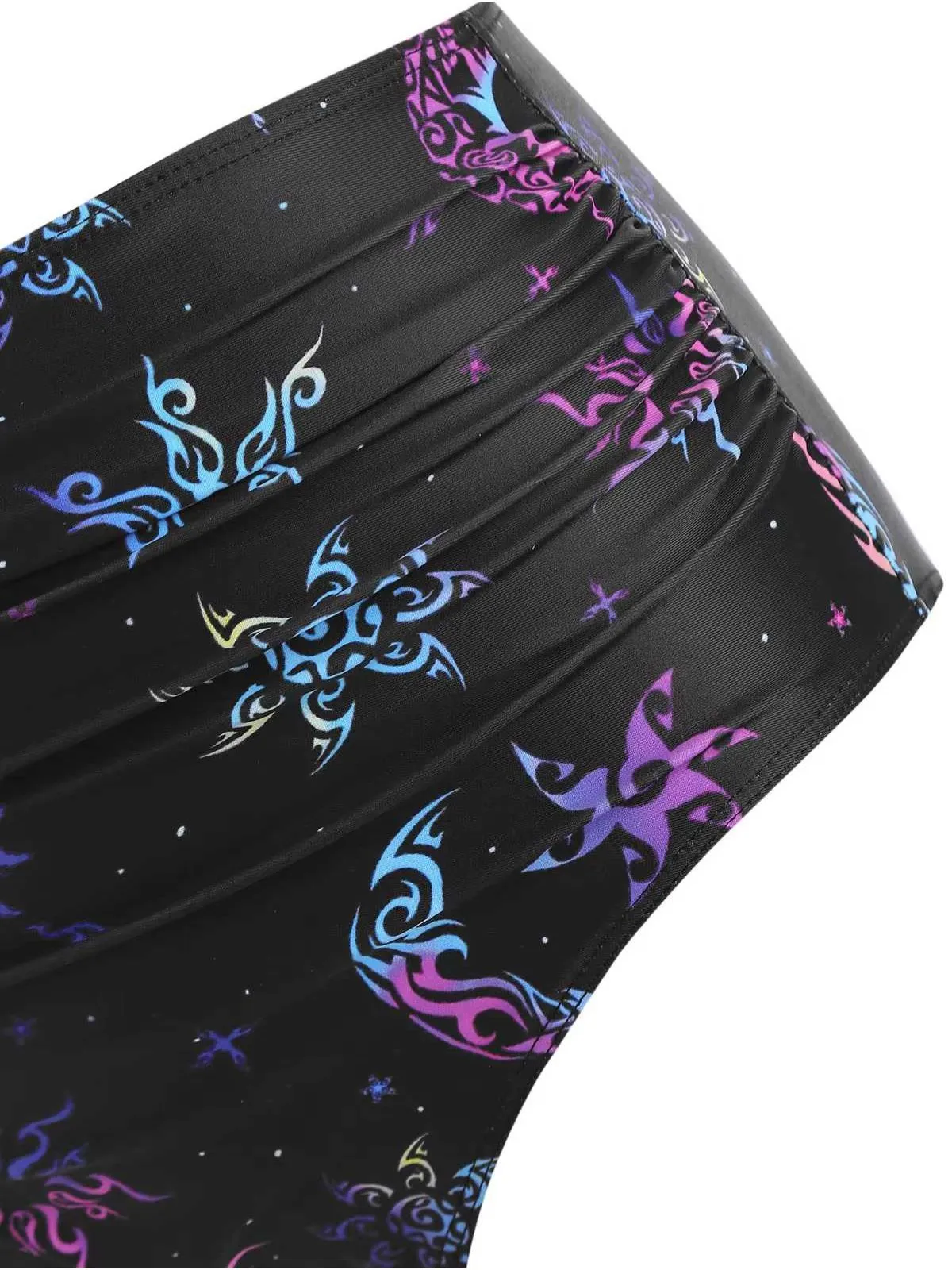 Black 1980s Strap Neon Nebula Print Gothic Bikini sold by Retro Stage product image thumbnail 3