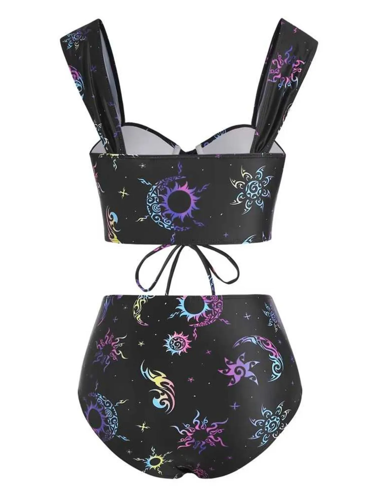 Black 1980s Strap Neon Nebula Print Gothic Bikini sold by Retro Stage product image thumbnail 2