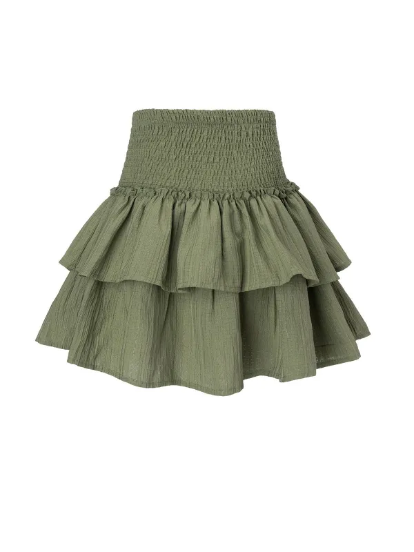 Green 1960s Solid Elastic Waist Cake Skirt sold by Retro Stage