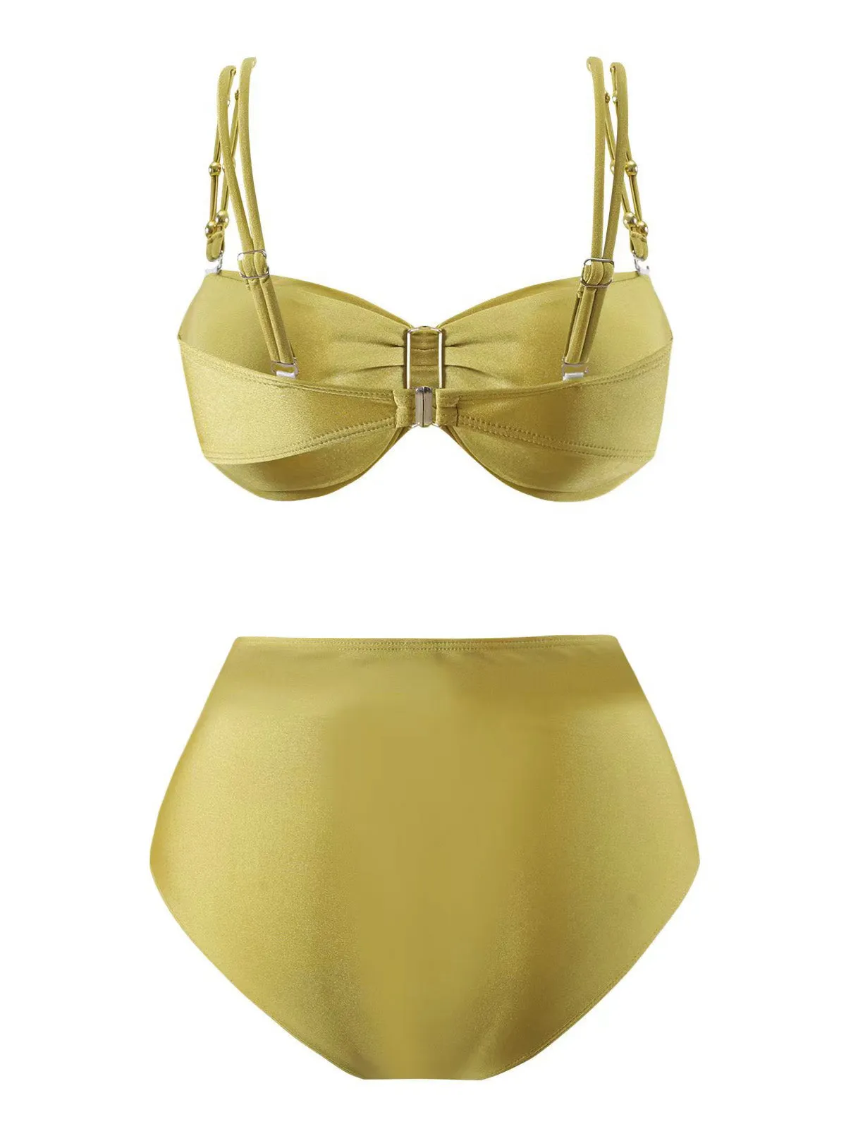 1950s Spaghetti Strap Jewel High-Waist Solid Bikini Set sold by Retro Stage product image thumbnail 2