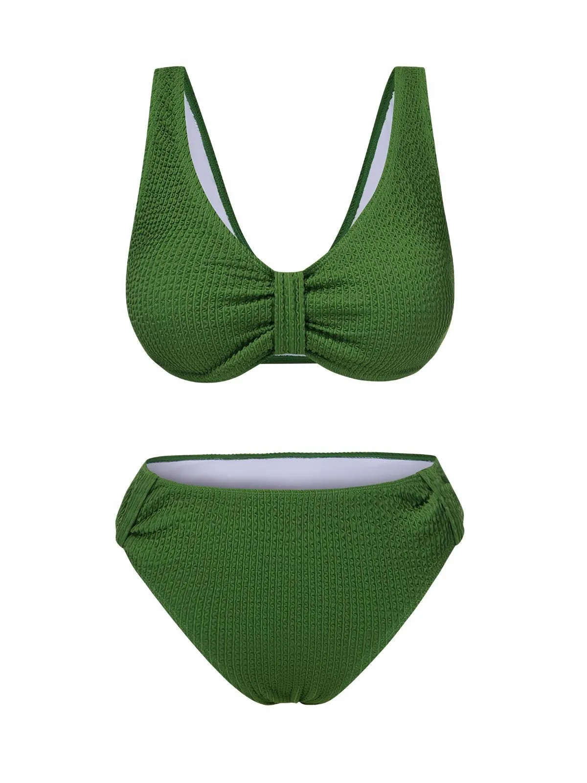 1940s Solid Bowknot Textured Fabric Swimsuit sold by Retro Stage