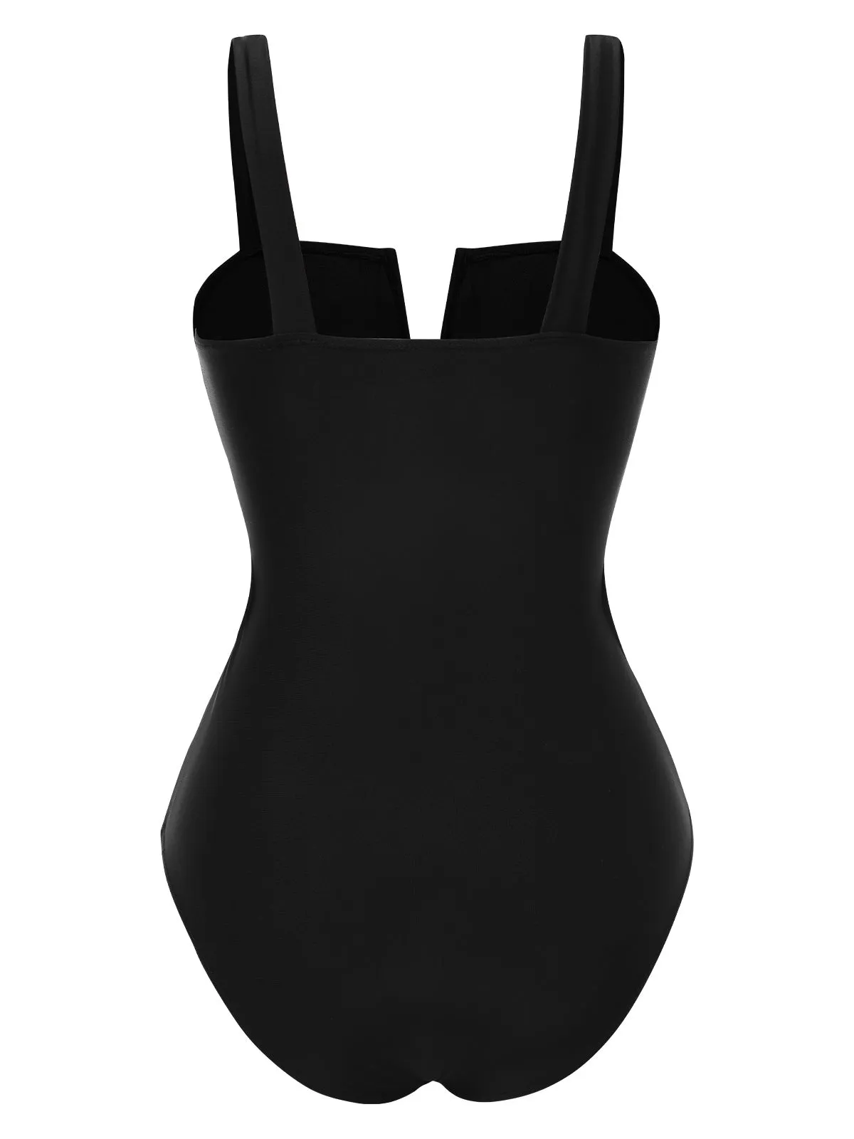 Black 1950s White Flower Hollow One-Piece Swimsuit sold by Retro Stage product image thumbnail 3