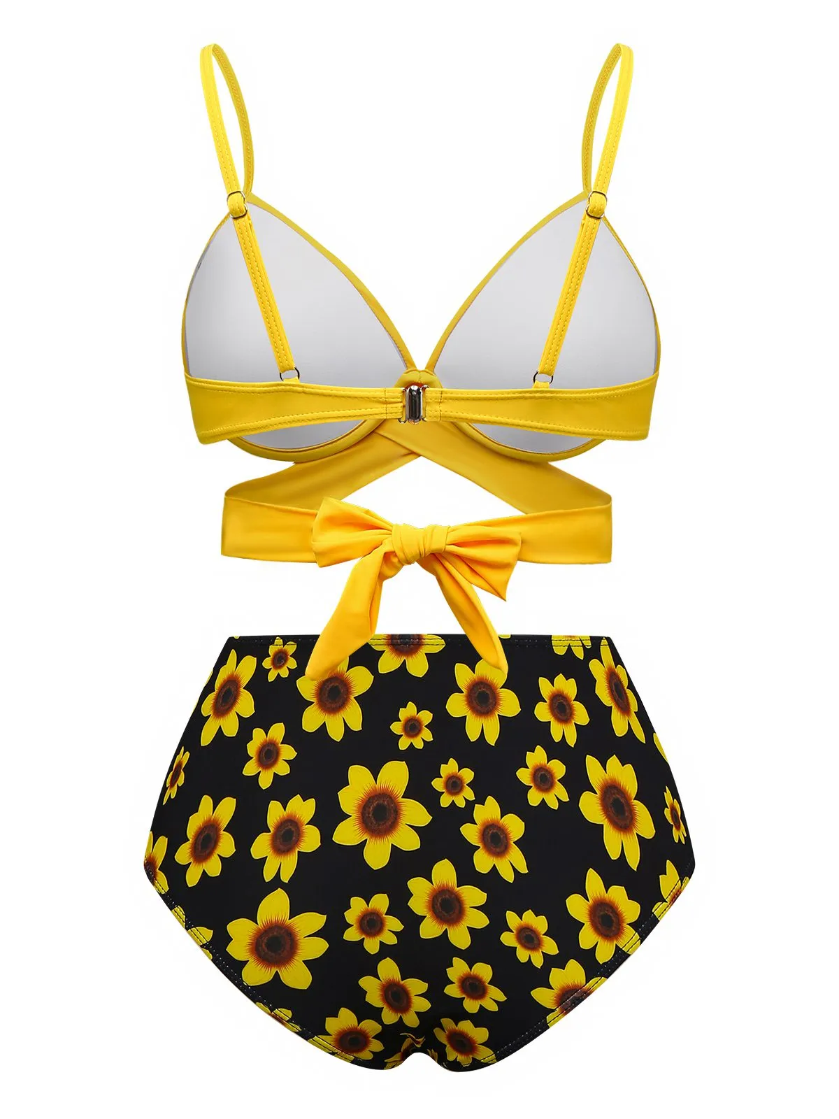 Yellow 1950s Sunflower Tie Back Bikini Set sold by Retro Stage product image thumbnail 2