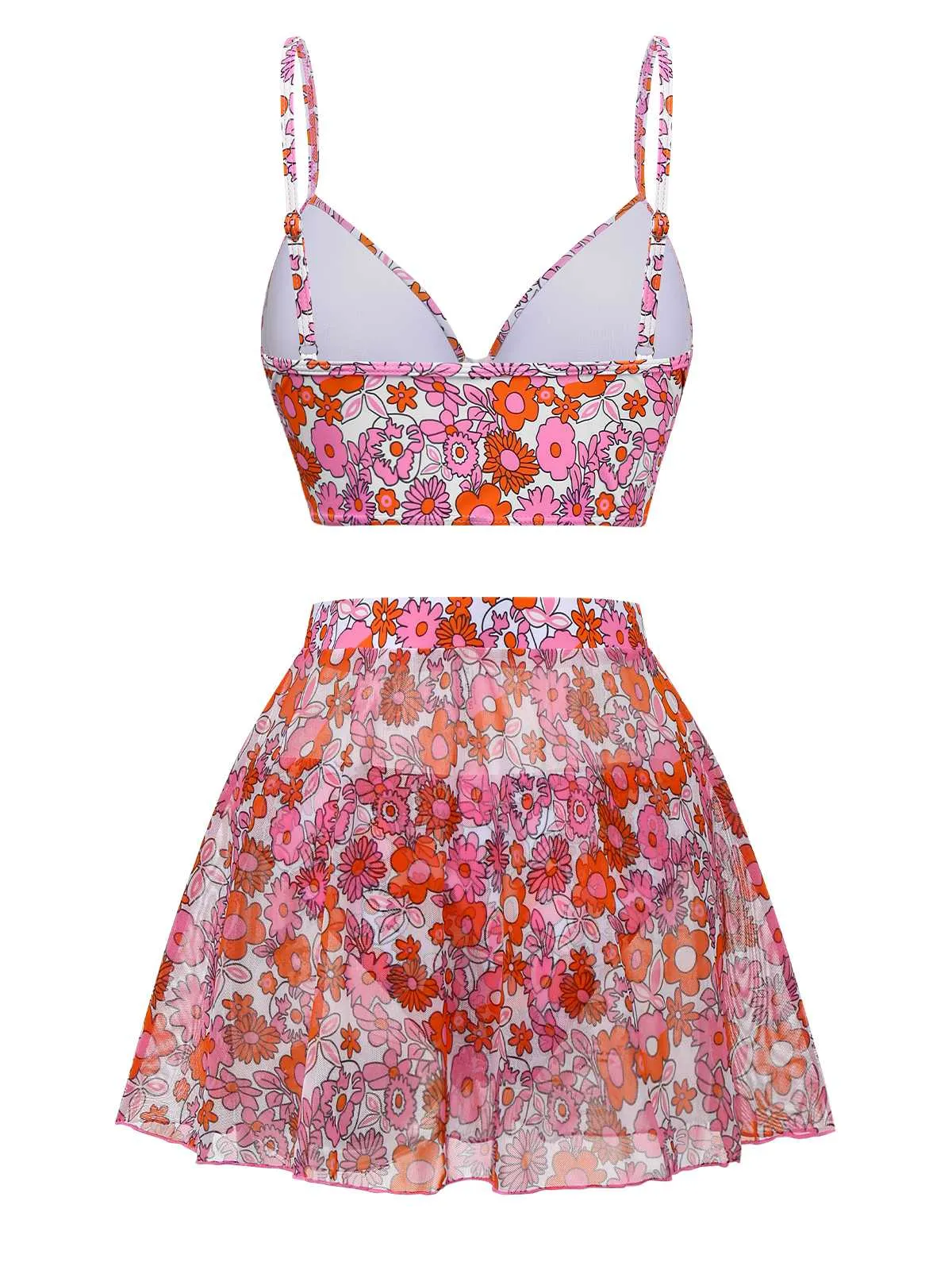 2PCS Multicolor 1950s Cartoon Floral Bikini Set & Cover-Up sold by Retro Stage product image thumbnail 2