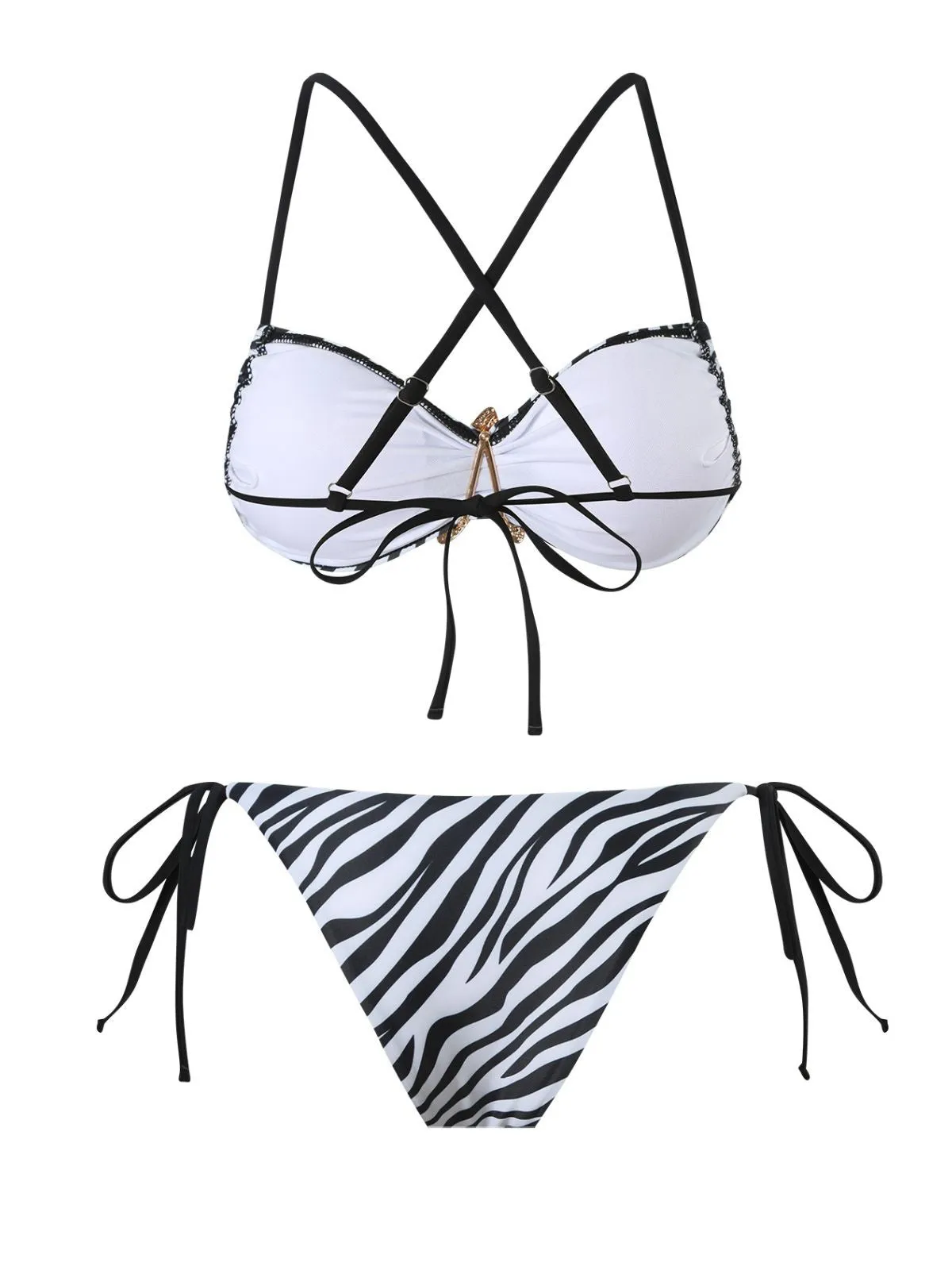 Black & White 1950s Zebra Stripes Starfish Bikini Set sold by Retro Stage product image thumbnail 3