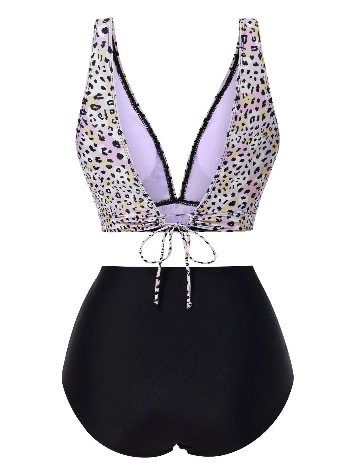 1950s Leopard Print Deep V-Neck Lace-Up Bikini Set sold by Retro Stage product image thumbnail 2