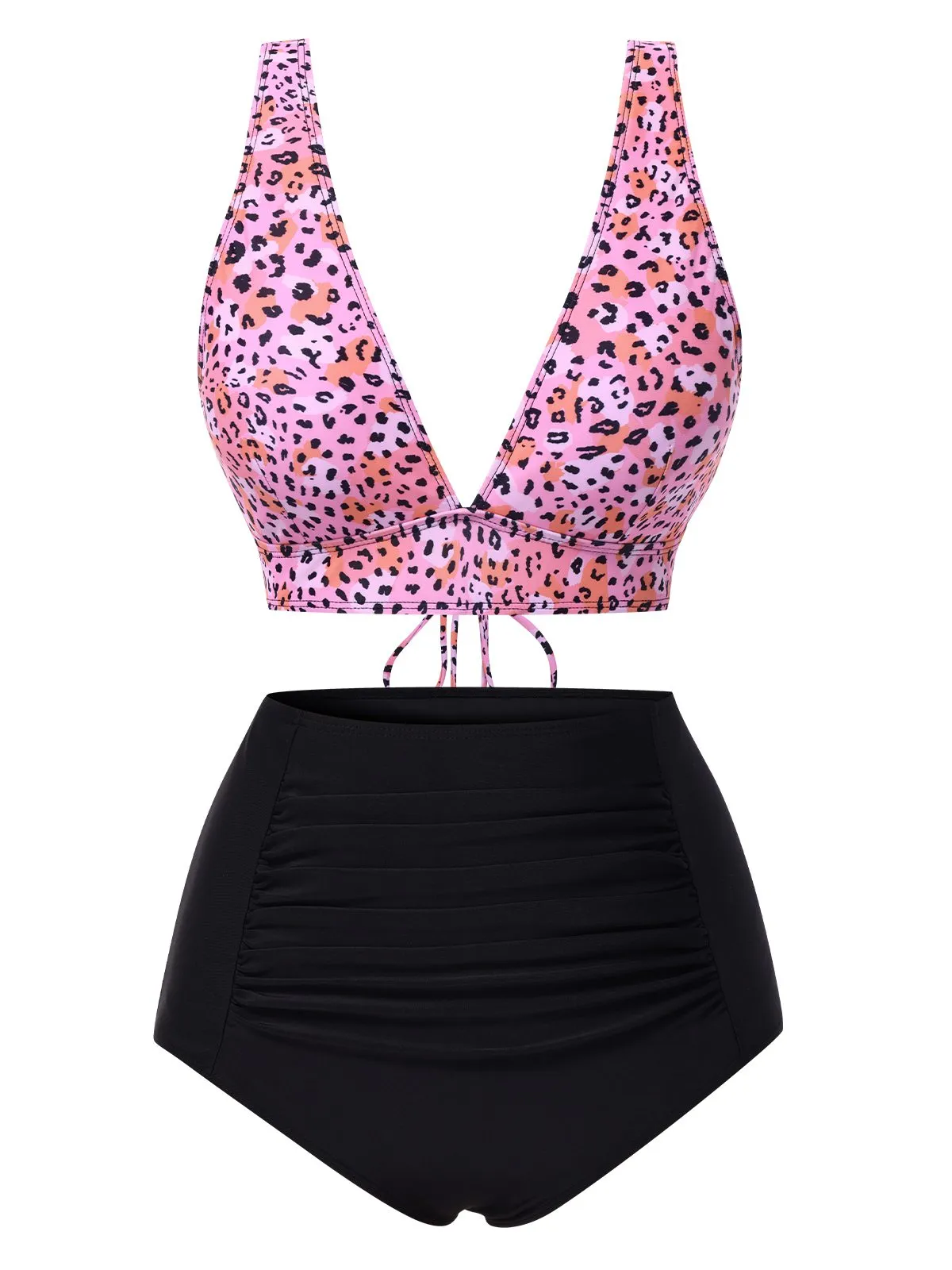 1950s Leopard Print Deep V-Neck Lace-Up Bikini Set sold by Retro Stage product image thumbnail 3