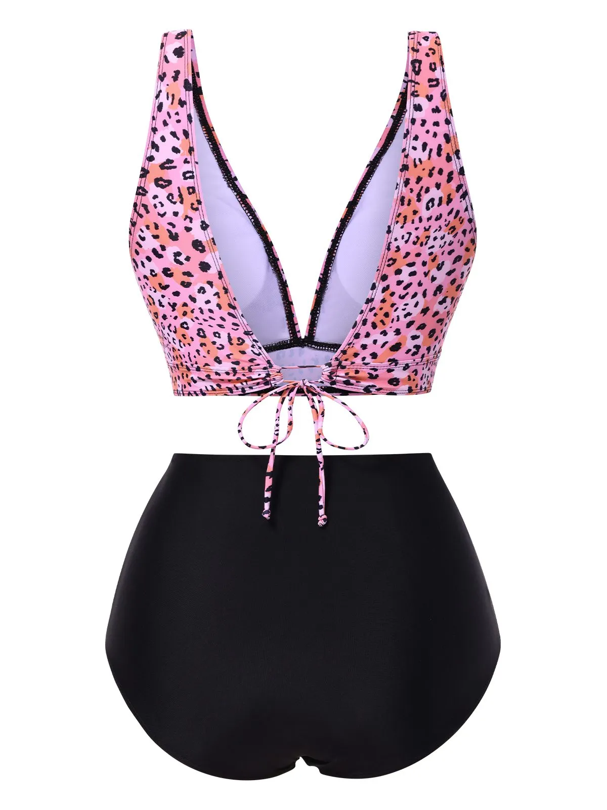 1950s Leopard Print Deep V-Neck Lace-Up Bikini Set sold by Retro Stage product image thumbnail 4