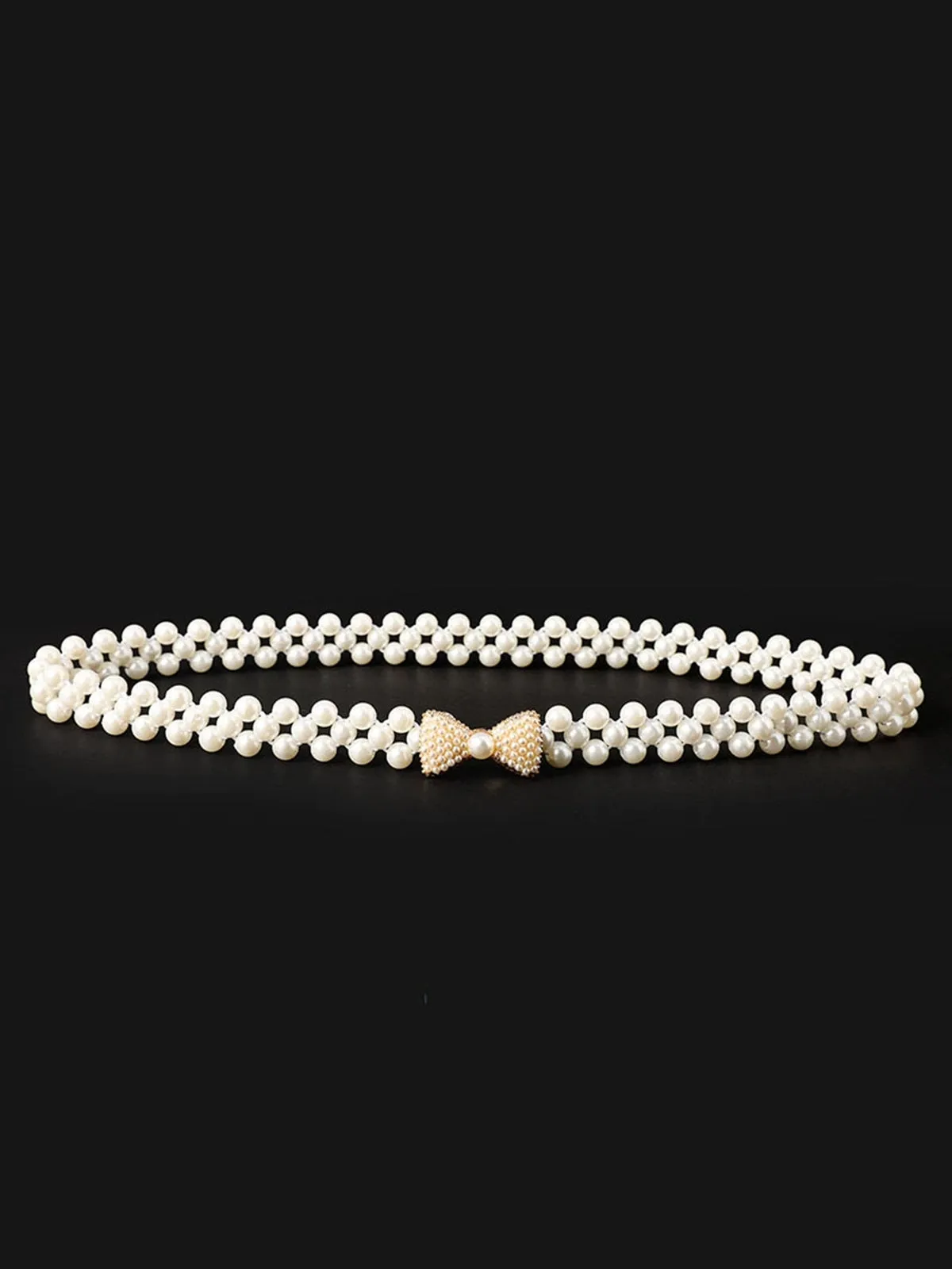 Pearl Beaded Braided Stretch Belt sold by Retro Stage product image thumbnail 2
