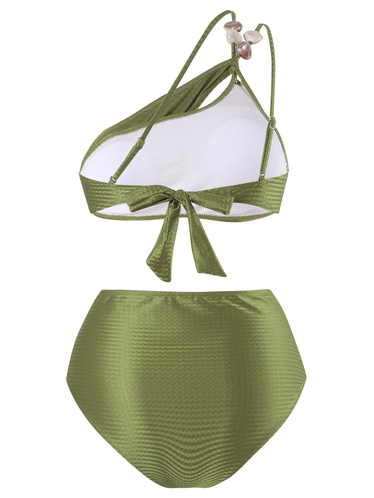 1950s One-Shoulder Textured Fabric Beading Bikini Set sold by Retro Stage product image thumbnail 4