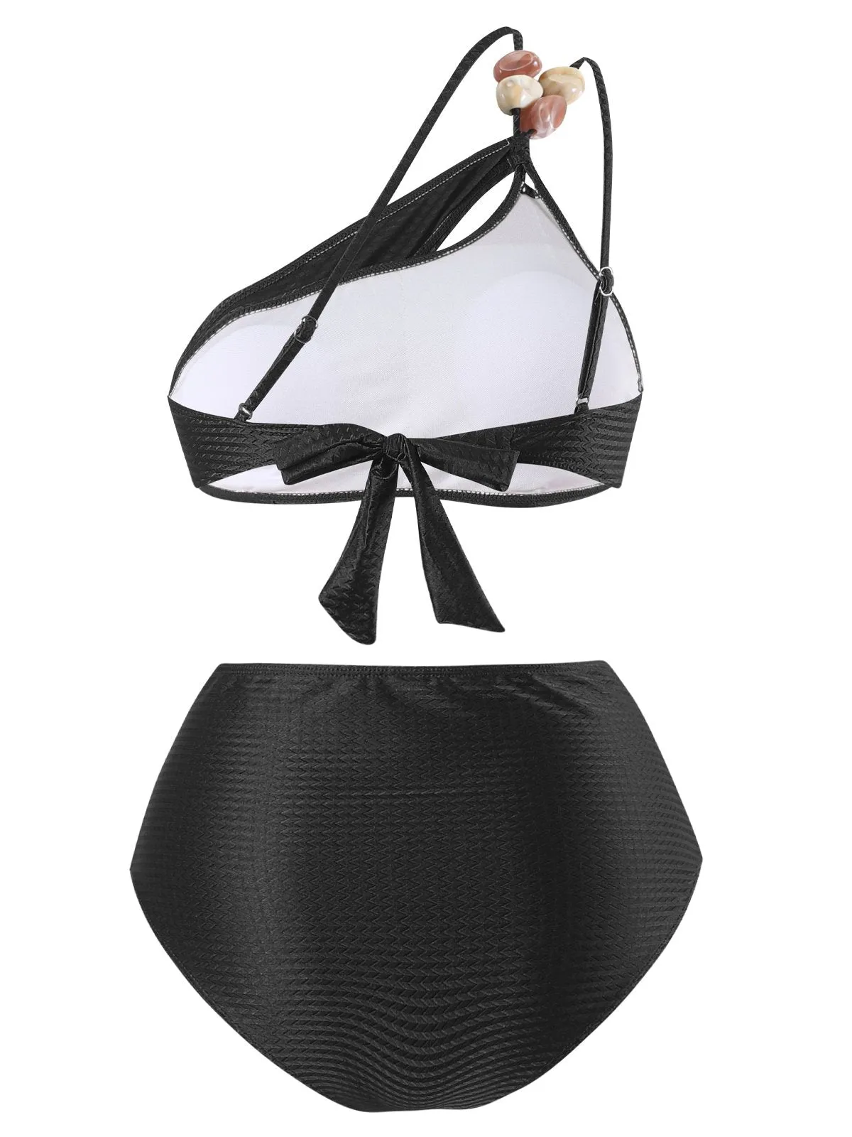 1950s One-Shoulder Textured Fabric Beading Bikini Set sold by Retro Stage product image thumbnail 2