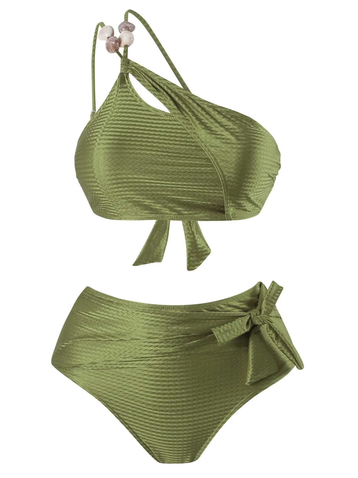 1950s One-Shoulder Textured Fabric Beading Bikini Set sold by Retro Stage product image thumbnail 3