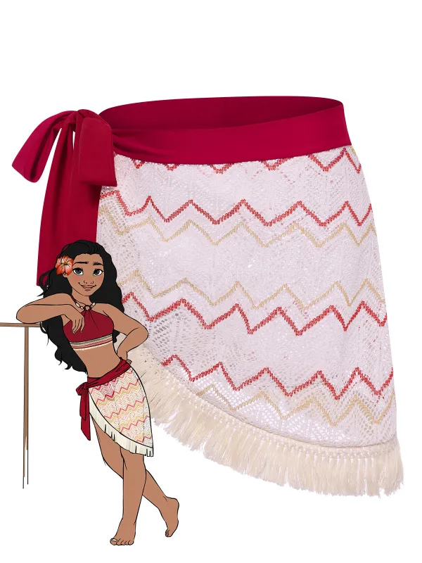 Red 1970s Princess Style Fringe Patchwork Cover-Up sold by Retro Stage