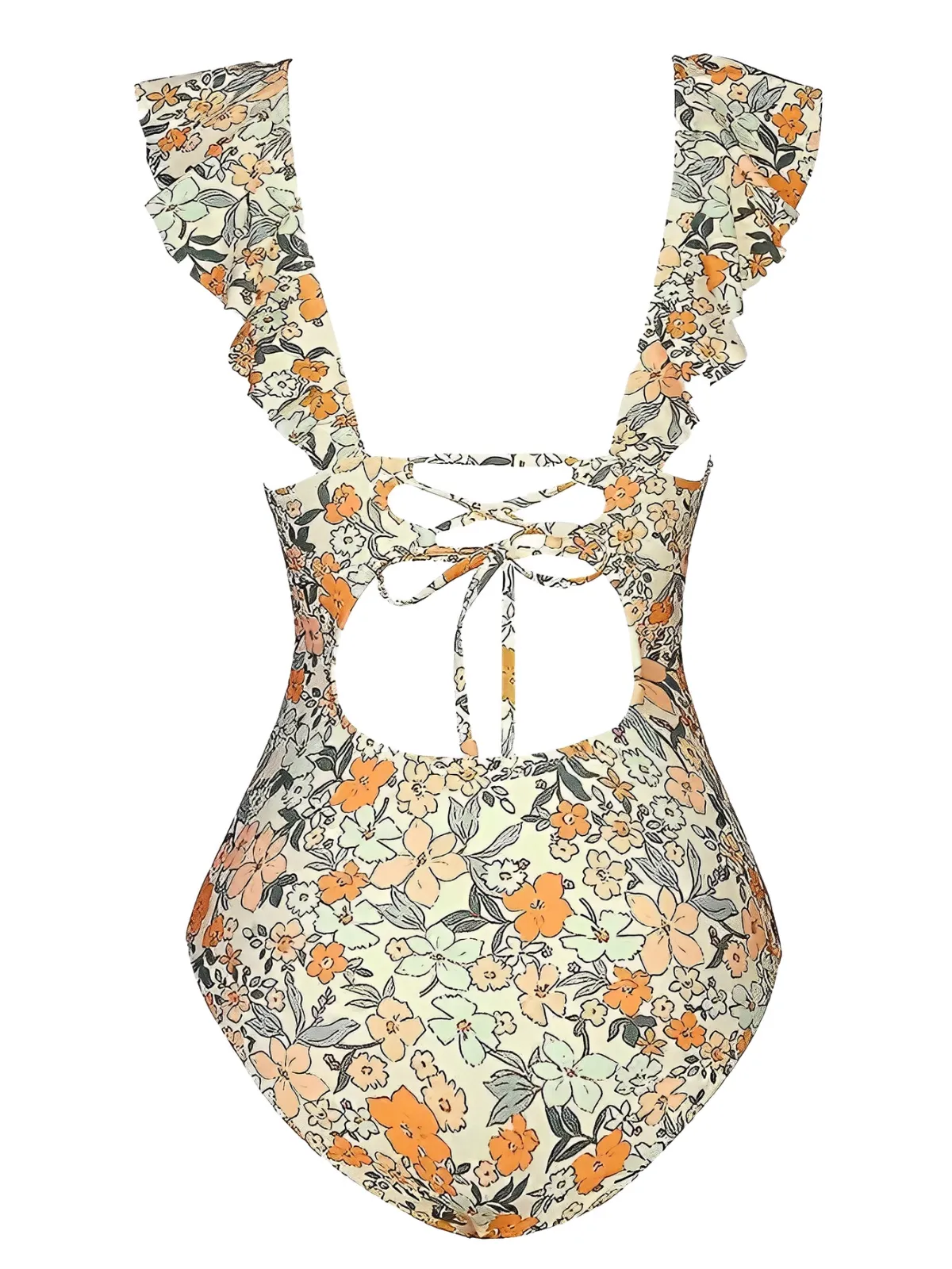 Multicolor 1950s Floral Ruffled Back Cut-Out Swimsuit sold by Retro Stage product image thumbnail 2