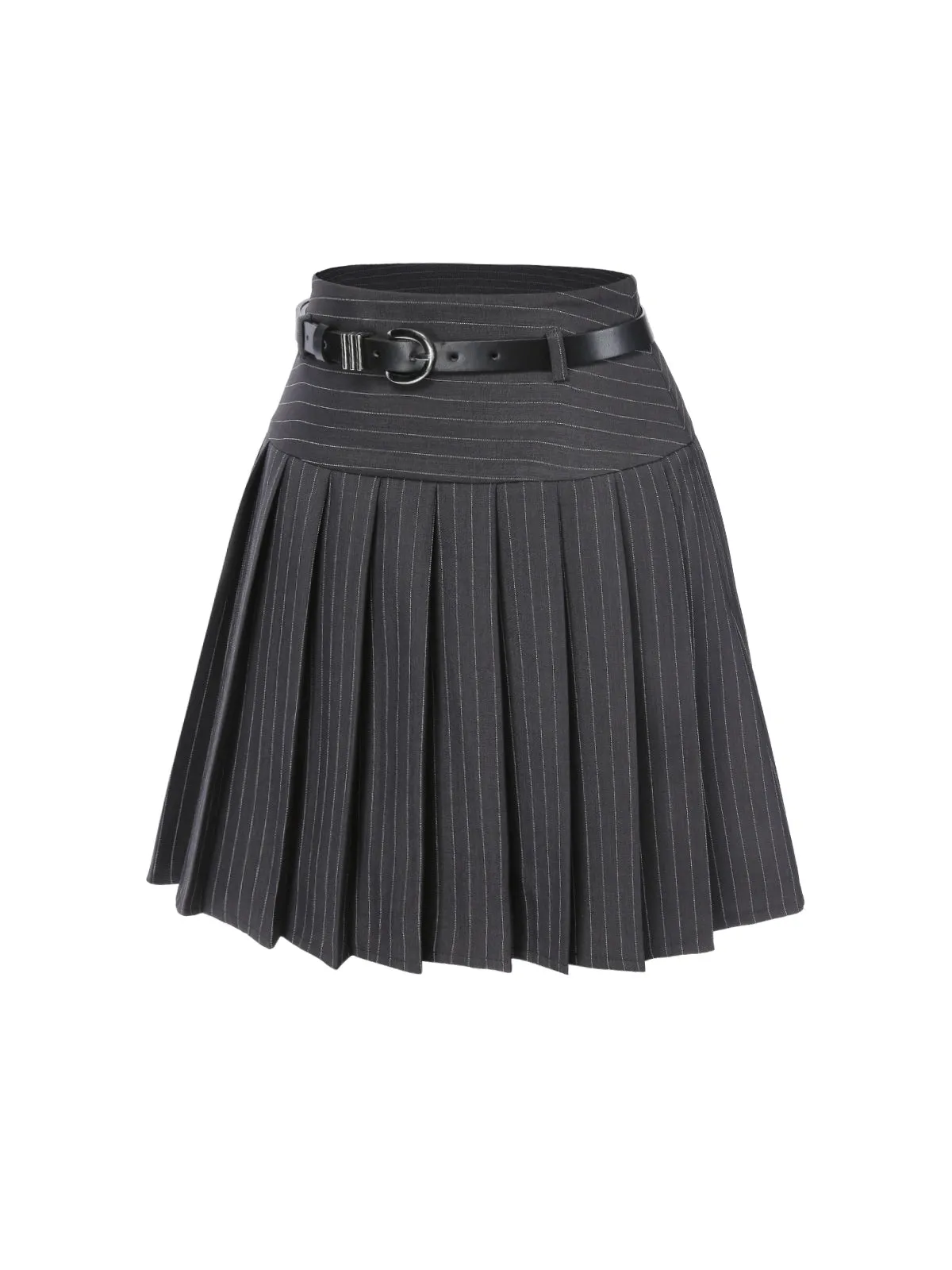 Wine Red 1960s Pinstripes Belted Pleated Skirt sold by Retro Stage product image thumbnail 5