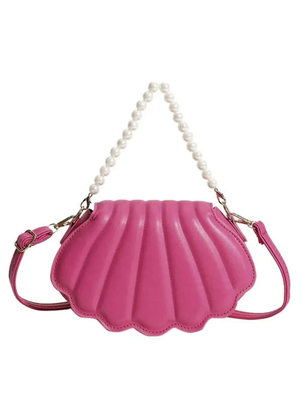 Shell Shape Pearl Chain PU Leather Bag sold by Retro Stage