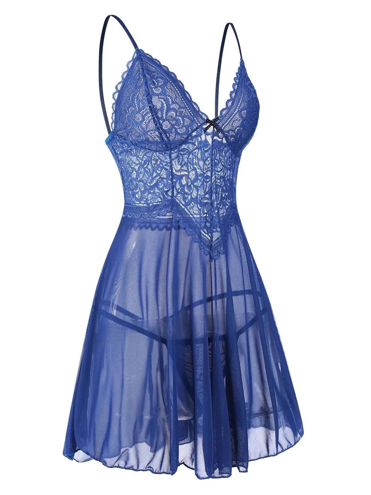 1960s Spaghetti Straps Lace Sheer Nightgown sold by Retro Stage product image thumbnail 2