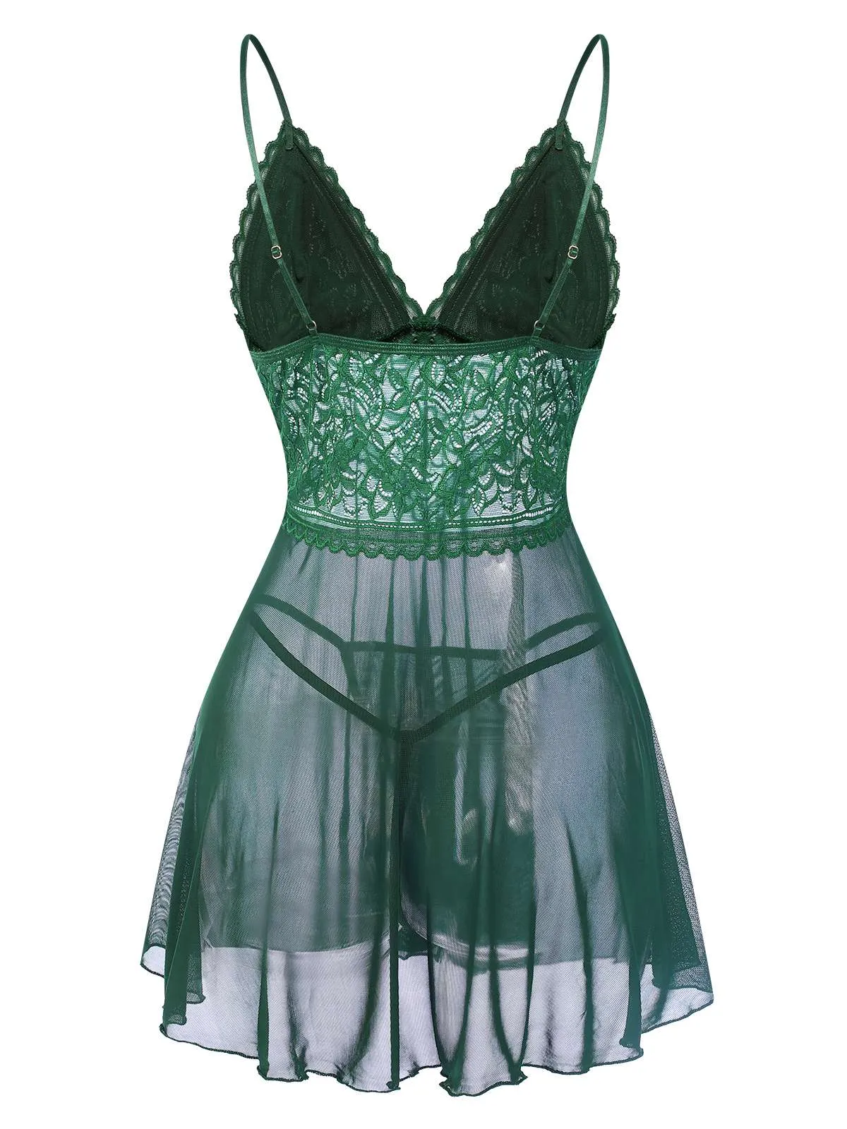 1960s Spaghetti Straps Lace Sheer Nightgown sold by Retro Stage product image thumbnail 3