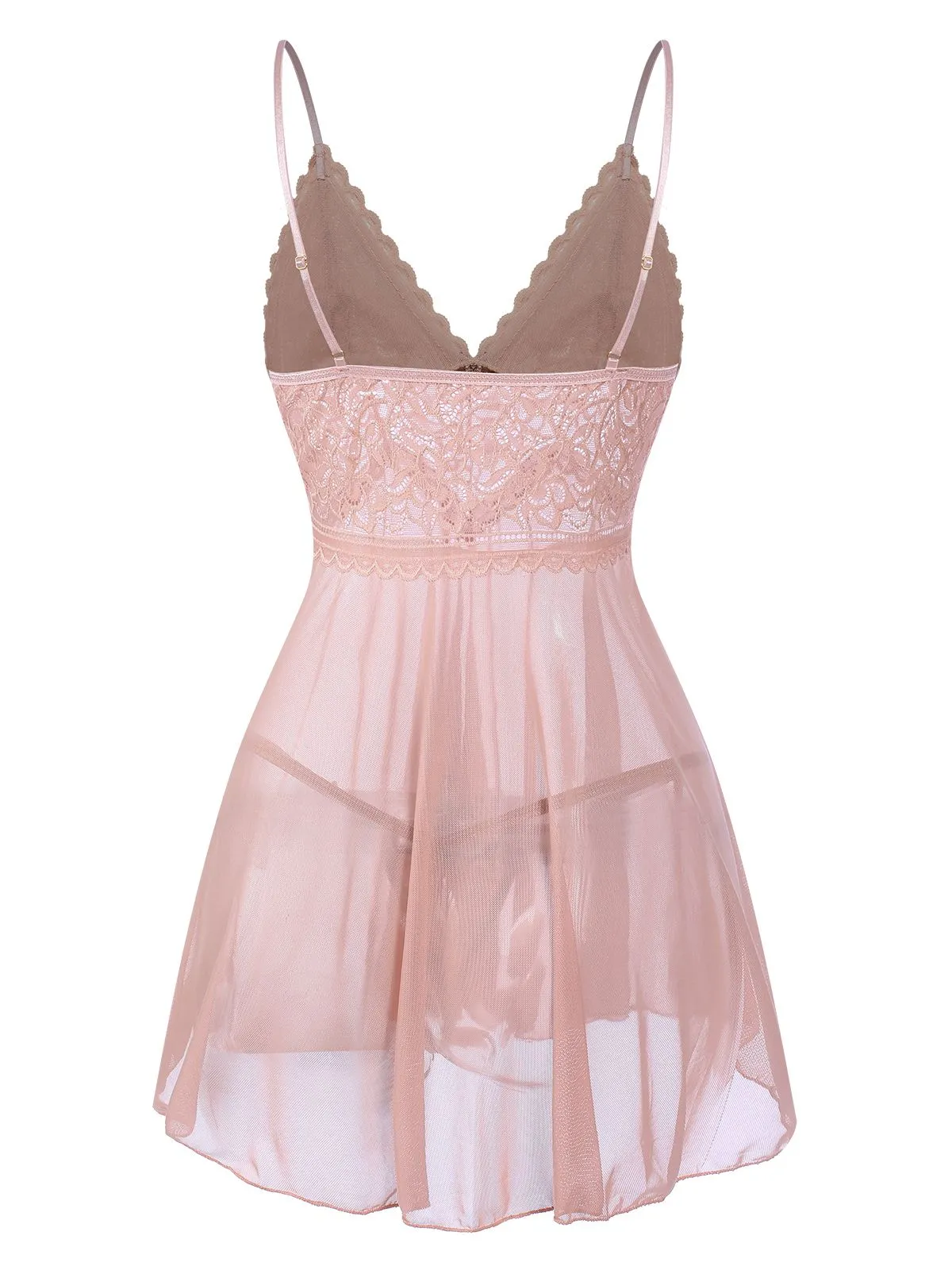 1960s Spaghetti Straps Lace Sheer Nightgown sold by Retro Stage product image thumbnail 3