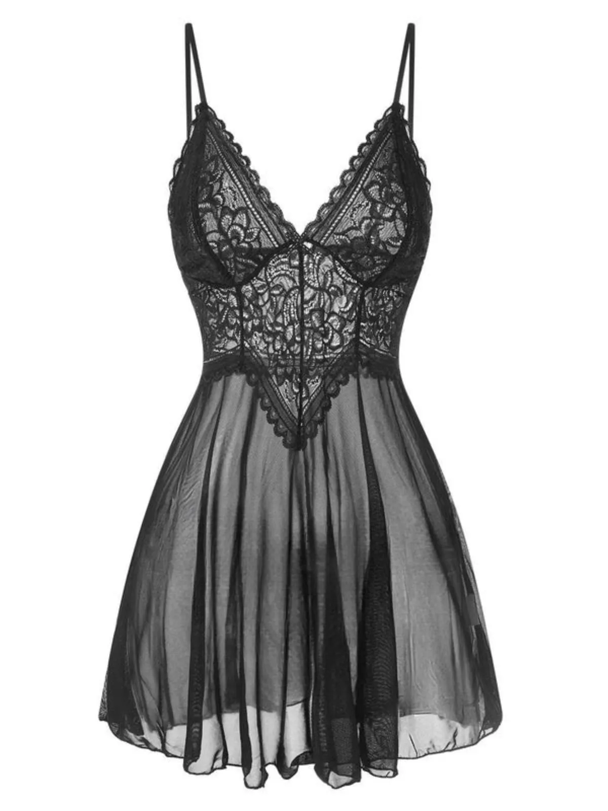 1960s Spaghetti Straps Lace Sheer Nightgown sold by Retro Stage product image thumbnail 2