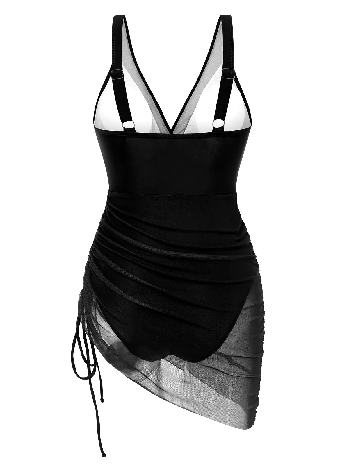 1950s Strap Sheer Mesh Solid One-Piece Swimsuit sold by Retro Stage product image thumbnail 4