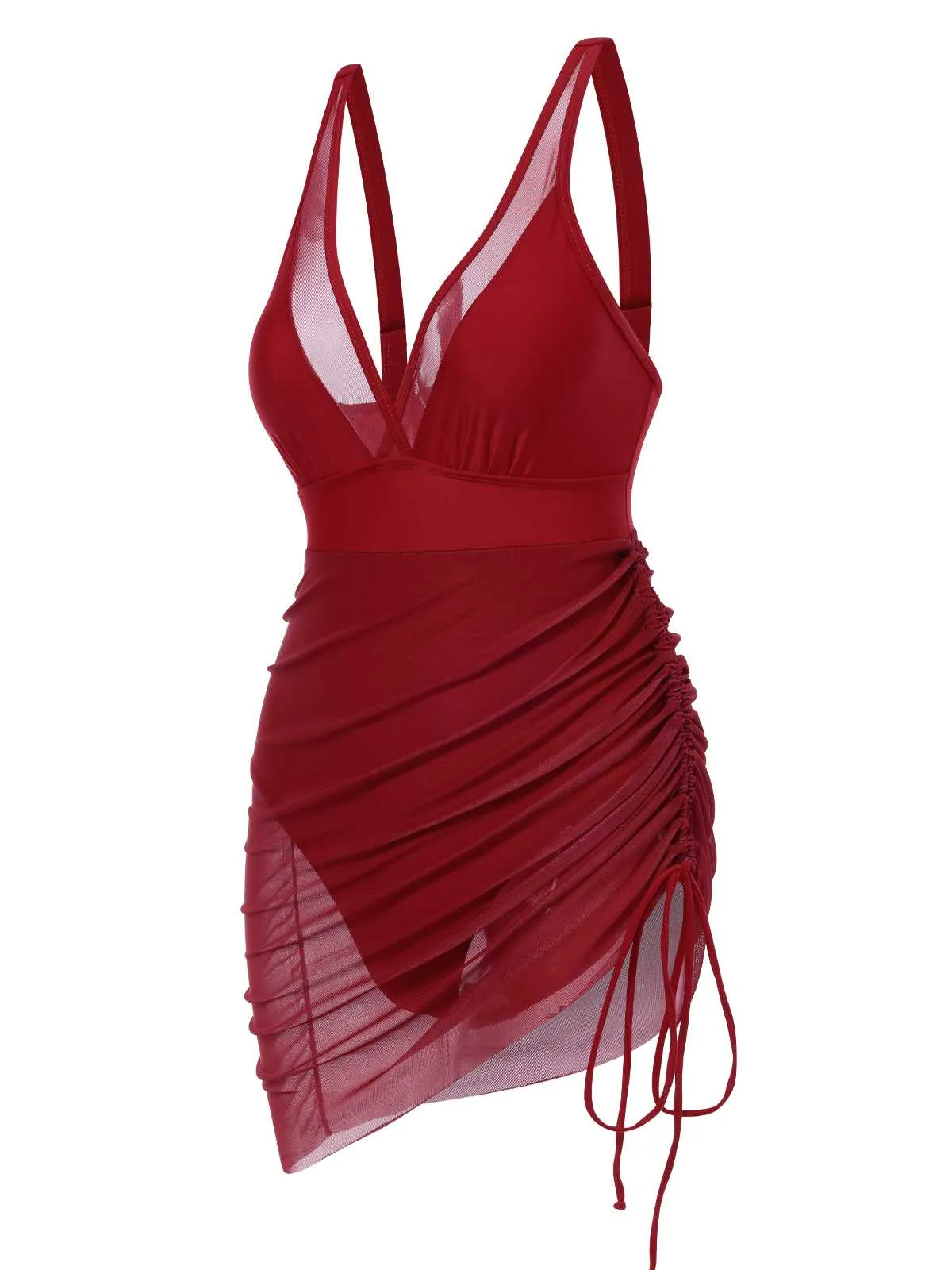 1950s Strap Sheer Mesh Solid One-Piece Swimsuit sold by Retro Stage product image thumbnail 2