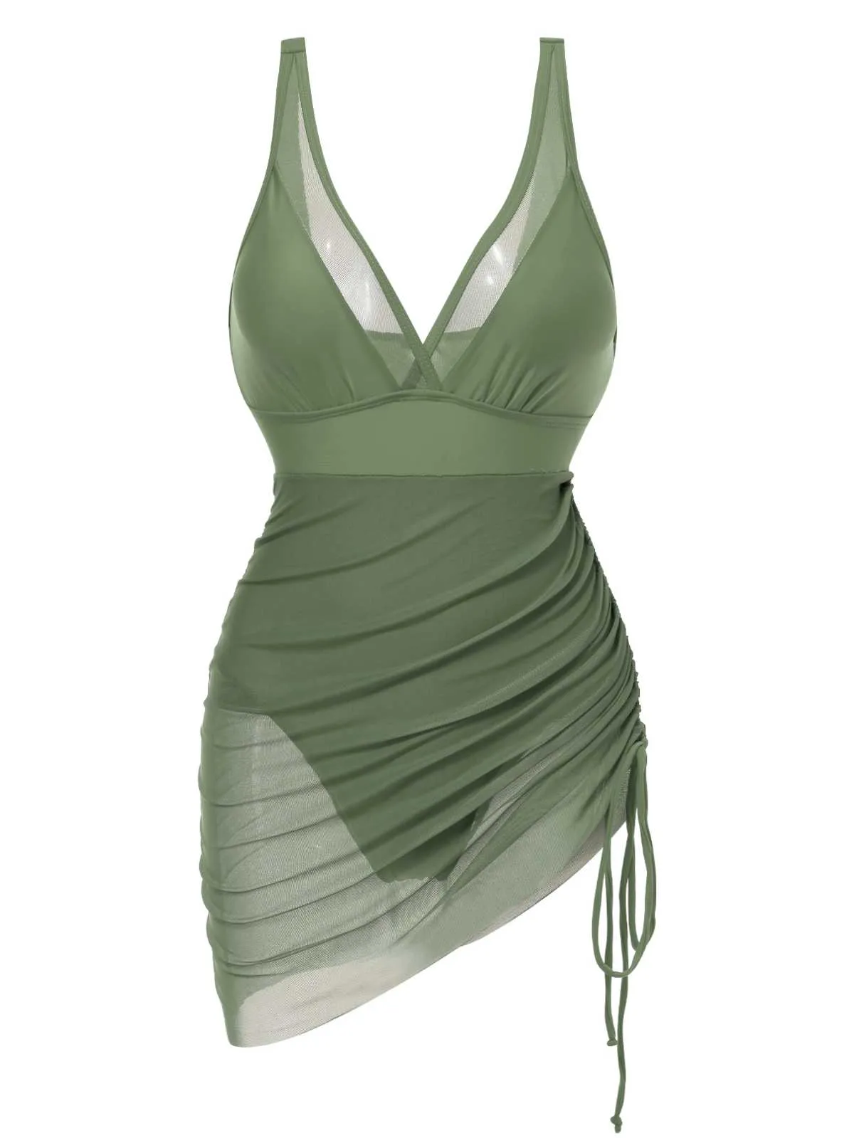 1950s Strap Sheer Mesh Solid One-Piece Swimsuit sold by Retro Stage product image thumbnail 4
