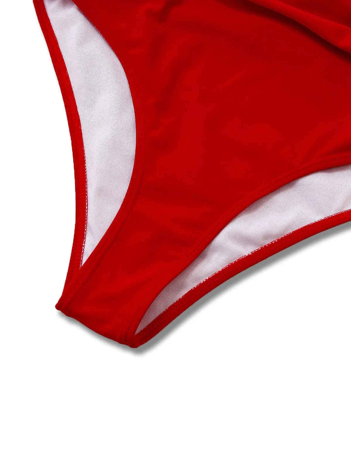 Red 1930s Ruched Halter Hollow One-Piece Swimsuit sold by Retro Stage product image thumbnail 3
