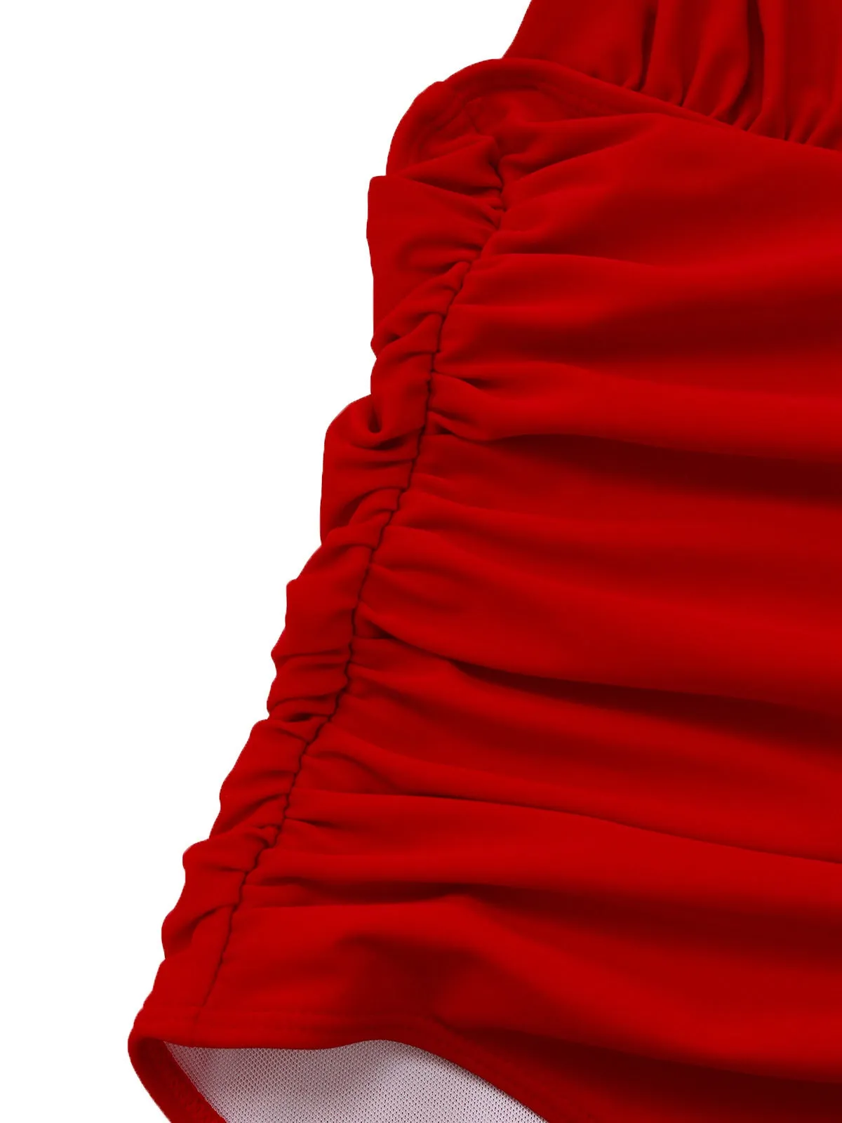 Red 1930s Ruched Halter Hollow One-Piece Swimsuit sold by Retro Stage product image thumbnail 4