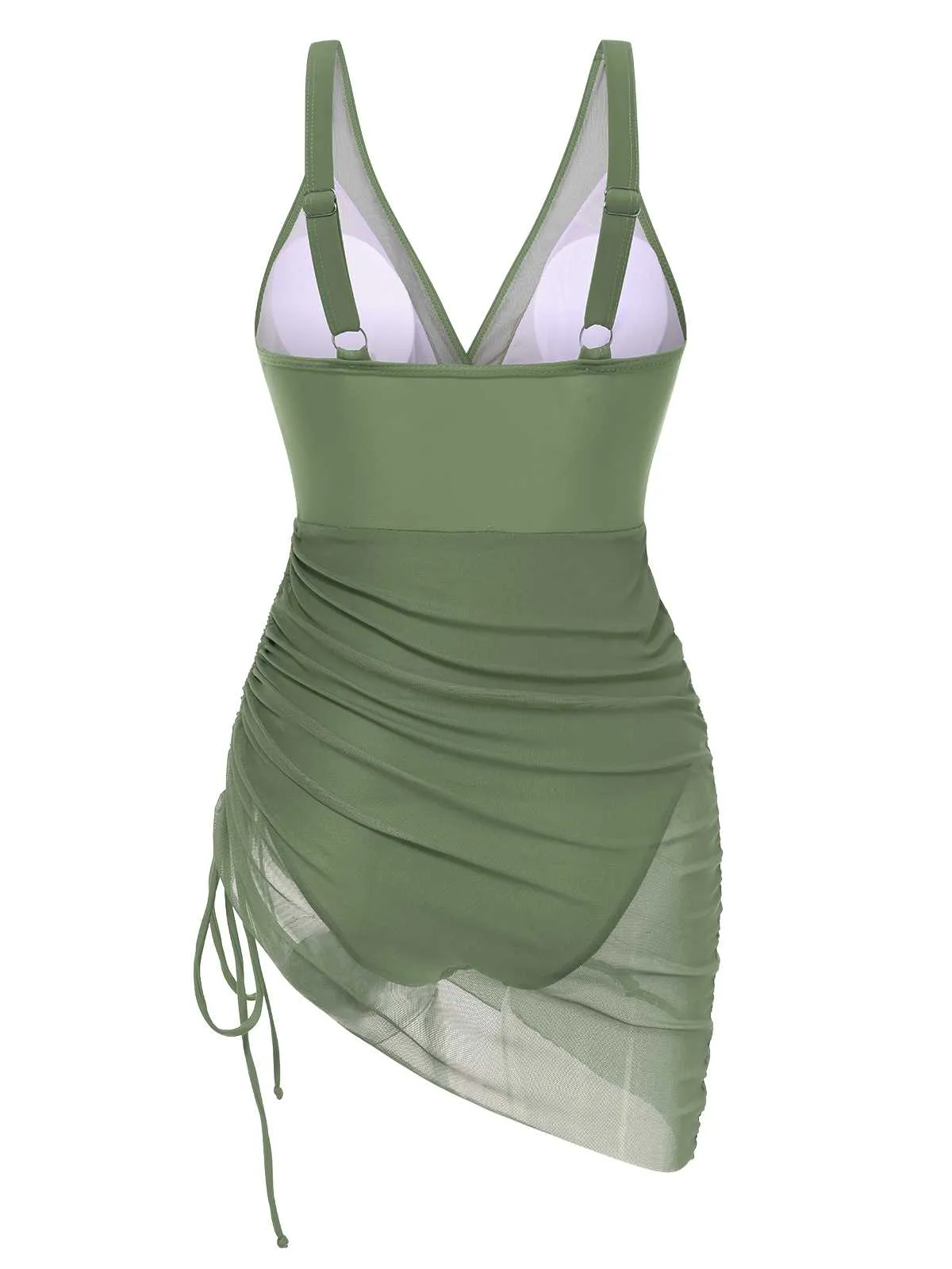 1950s Strap Sheer Mesh Solid One-Piece Swimsuit sold by Retro Stage product image thumbnail 2
