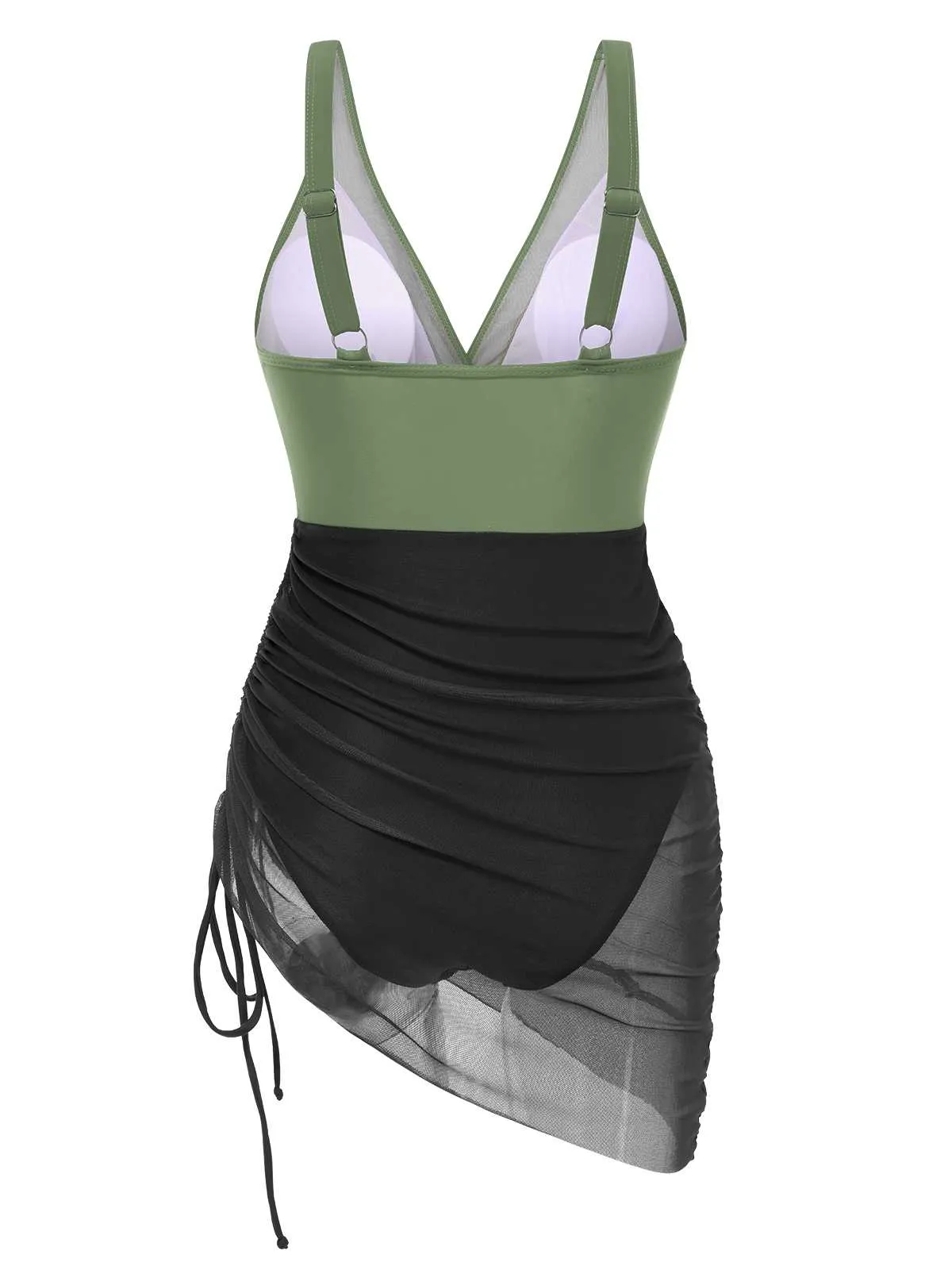 1950s Strap Sheer Mesh Solid One-Piece Swimsuit sold by Retro Stage product image thumbnail 5