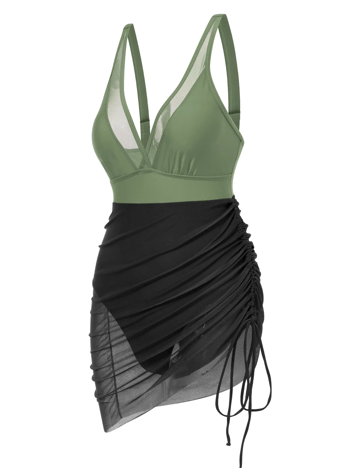 1950s Strap Sheer Mesh Solid One-Piece Swimsuit sold by Retro Stage product image thumbnail 4