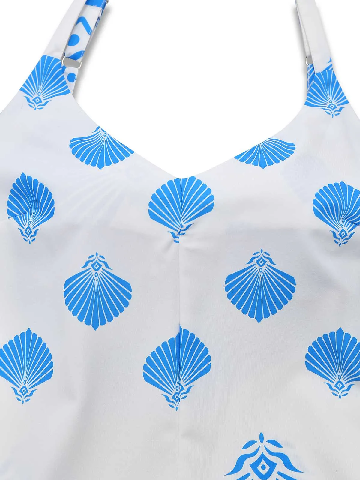 Blue 1930s Spaghetti Strap Seashell Print Belted Jumpsuit sold by Retro Stage product image thumbnail 5