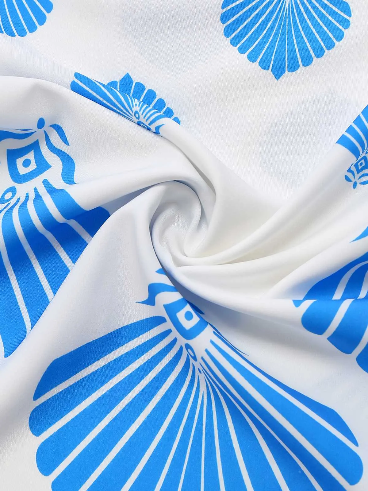 Blue 1930s Spaghetti Strap Seashell Print Belted Jumpsuit sold by Retro Stage product image thumbnail 4