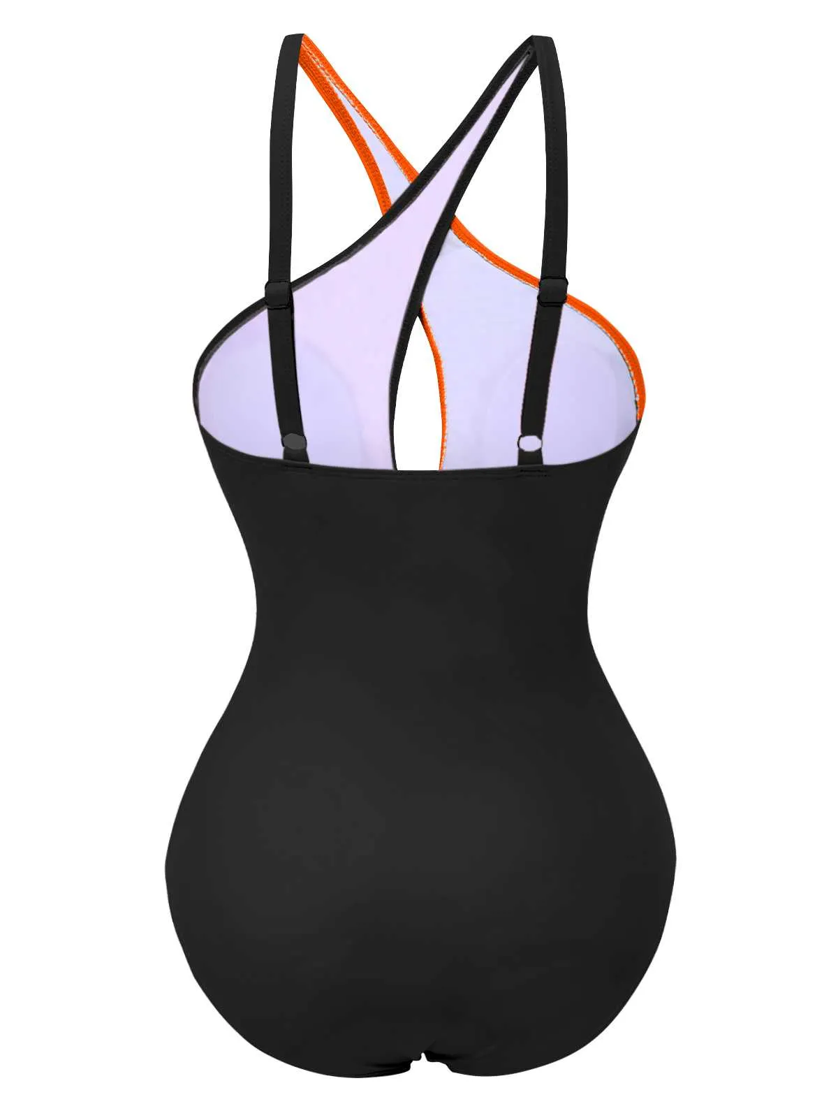 1980s Contrast Cross Strap Ring-Tie One-Piece Swimsuit sold by Retro Stage product image thumbnail 5