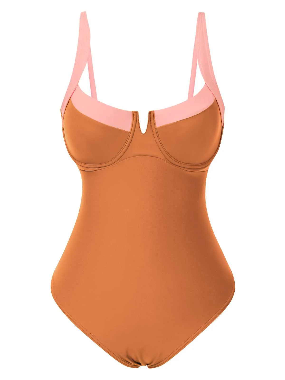 1980s Colorblock Strap High-Leg One-Piece Swimsuit sold by Retro Stage