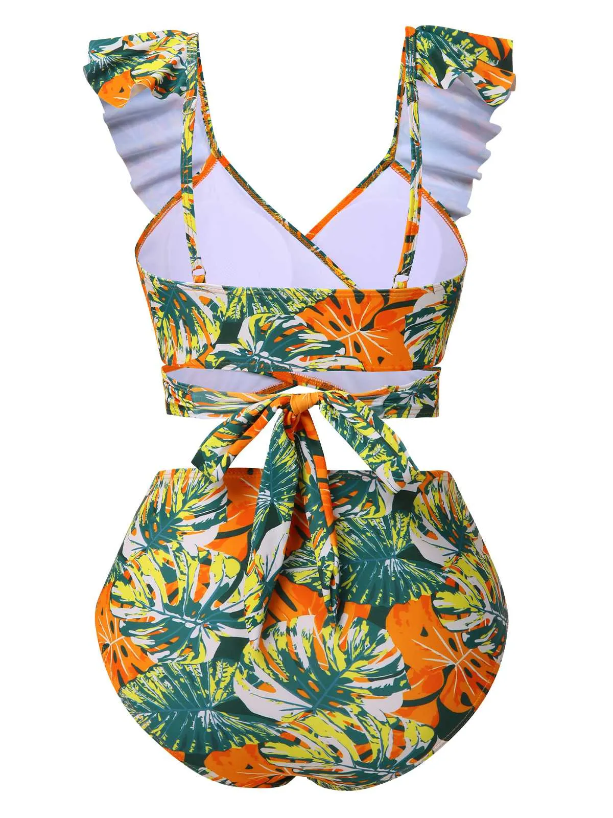 1960s Ruffles Strap Tropical Plants Wrap Bikini Set sold by Retro Stage product image thumbnail 2
