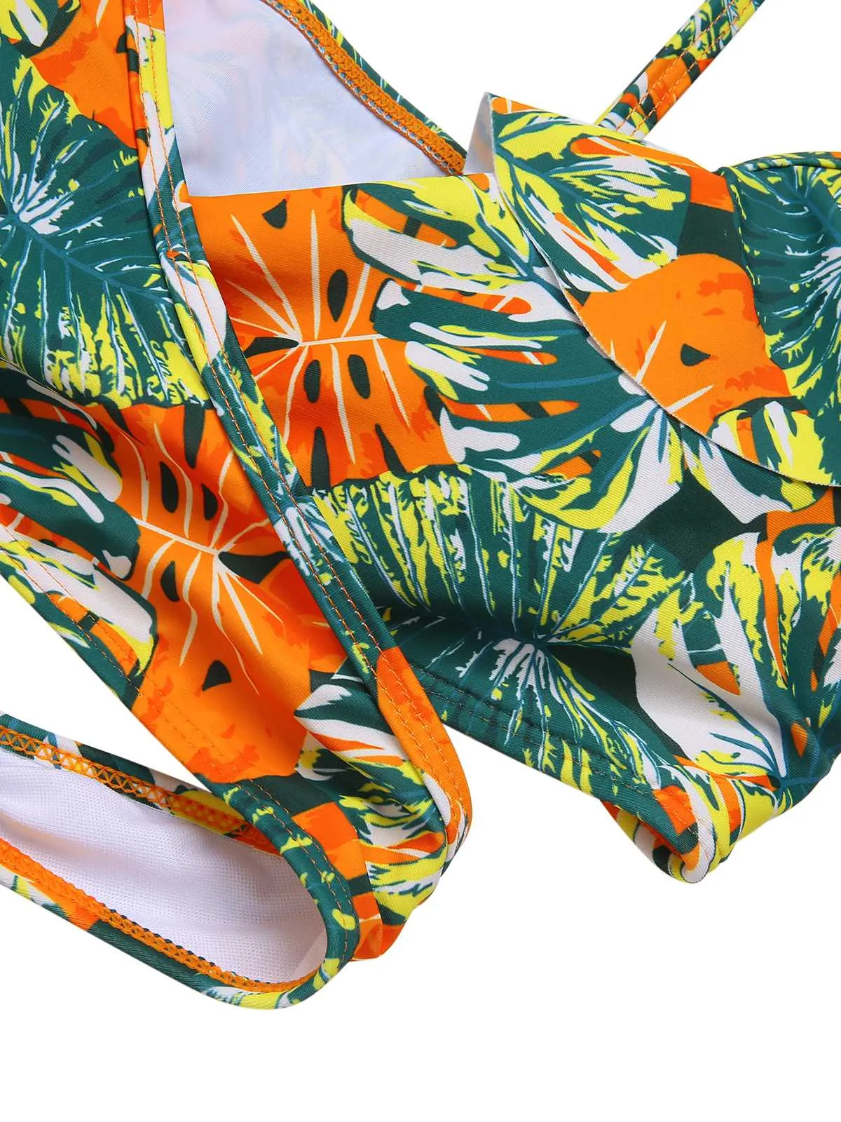 1960s Ruffles Strap Tropical Plants Wrap Bikini Set sold by Retro Stage product image thumbnail 3