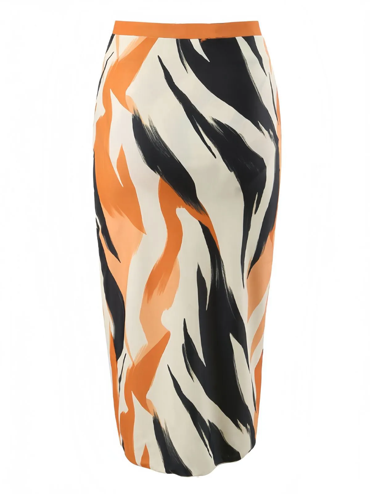 Khaki 1960s Artistic Brush High Slits Cover-Up sold by Retro Stage product image thumbnail 2