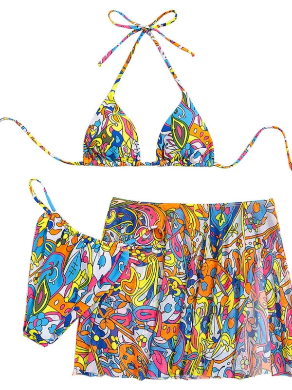Multicolor 1960s Cartoon Prints Halter Bikini Set sold by Retro Stage