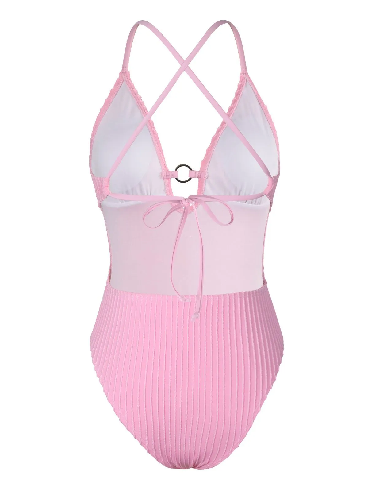Pink 1950s Spaghetti Strap High-Leg Solid Swimsuit sold by Retro Stage product image thumbnail 2
