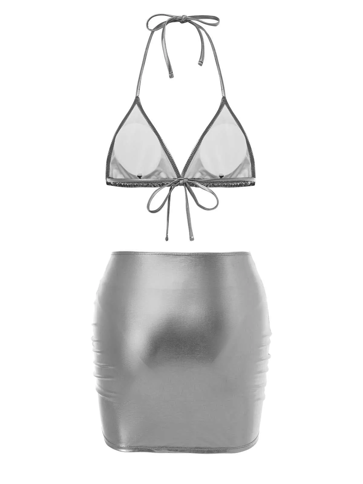 1970s Halter Metallic Bikini & Ruched Cover-Up sold by Retro Stage product image thumbnail 3