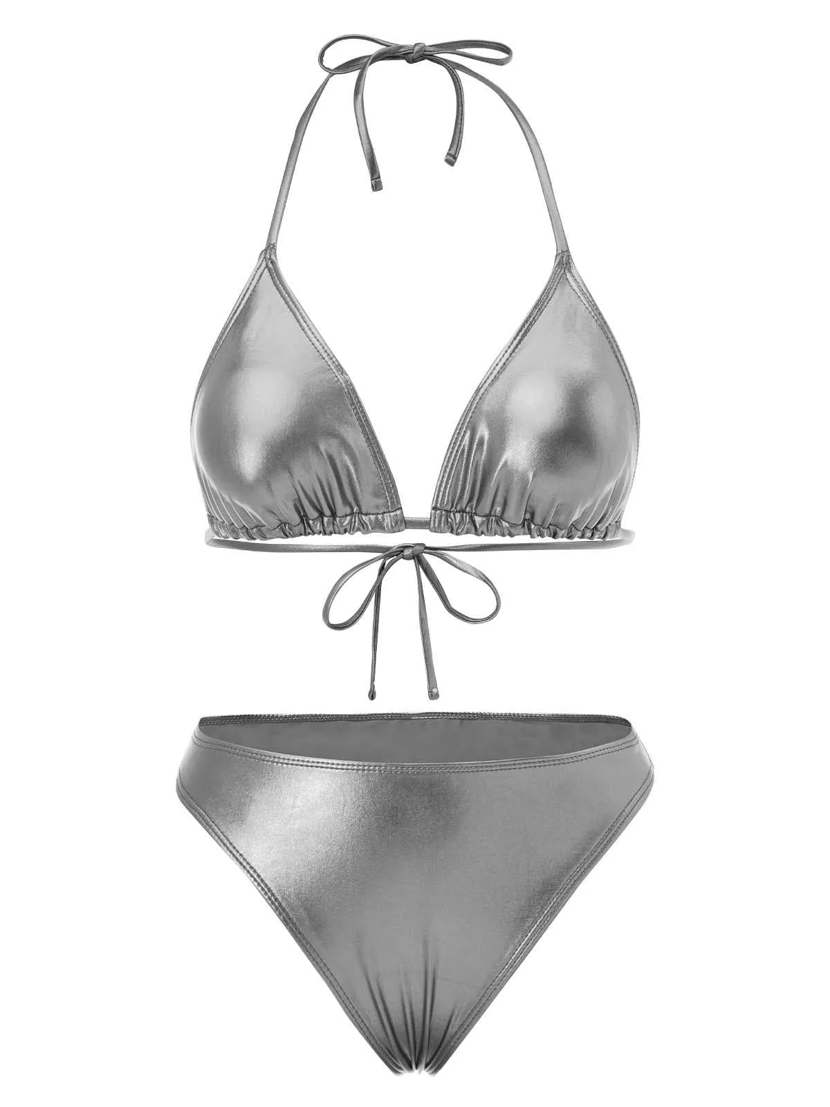 1970s Halter Metallic Bikini & Ruched Cover-Up sold by Retro Stage product image thumbnail 2