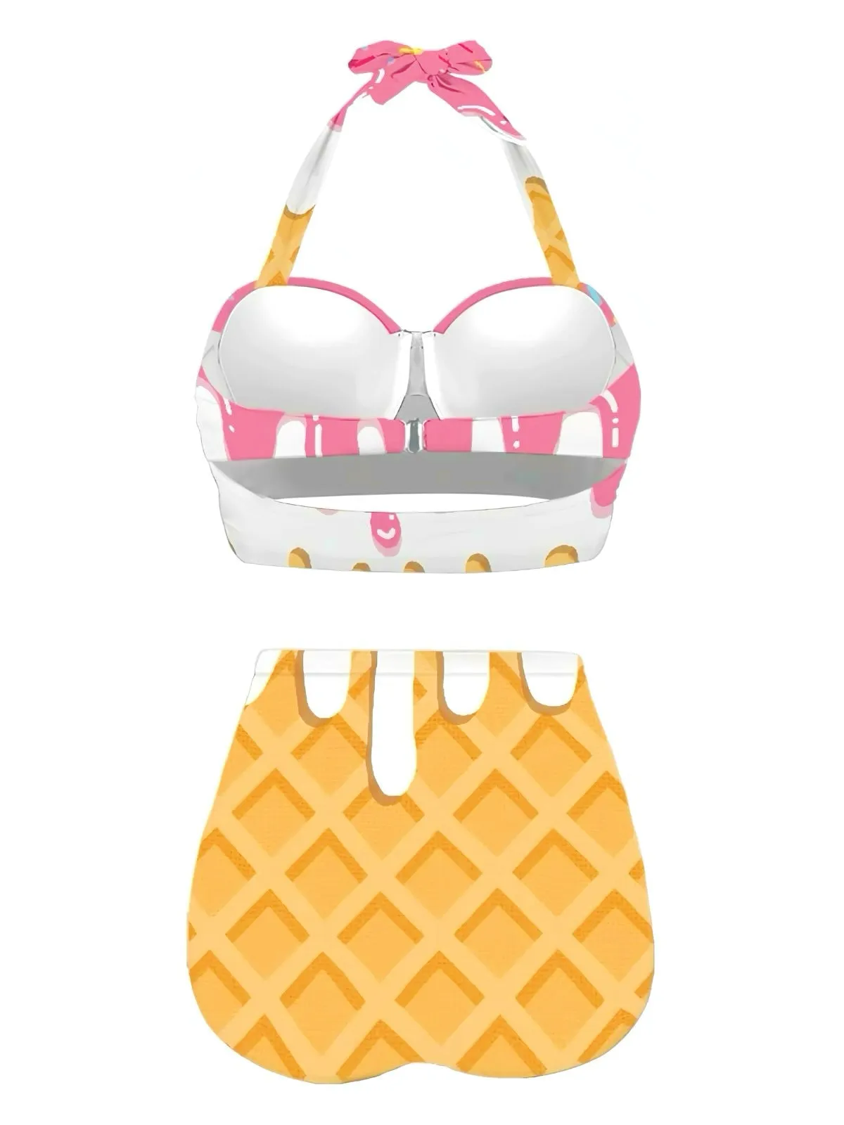 Pink 1970s Halter Ice-Cream Cone High-Waist Bikini sold by Retro Stage product image thumbnail 4
